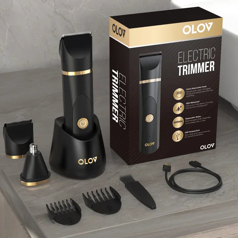 OLOV Electric Body Hair Trimmer- Groin Hair Trimmer - Ball Trimmer for Men - Replaceable Ceramic Blade Heads,Usb Recharge,Waterproof Male Hygiene Razor Safe Quick Gift Cordless